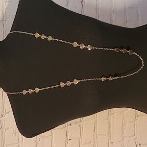NEW BELK Silver Tone Long Heart Chain Sweater Necklace Fashion Jewelry